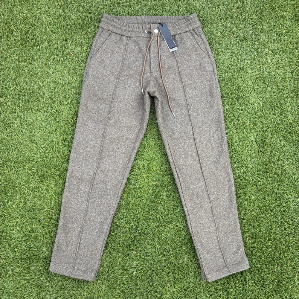 Richie Le Collection Mens Small Pleated Sweatpants Lounge Taupe Heather Mens NWT